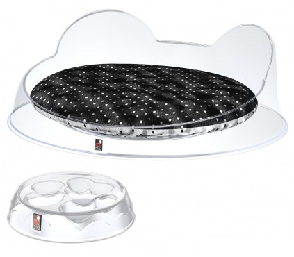 Exclusive small dog and cat bed, designer removable pillow.