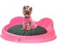 Luxury-dog-bed-pink-color-with-white-dots