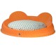 Pet bed for dog and cat, hand silk-screened orange white dots.