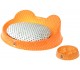 Pet bed for dog and cat, hand silk-screened orange white dots.